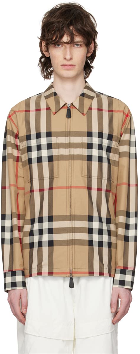 Burberry Mini Camber Check Shirt, Tan, Size 4